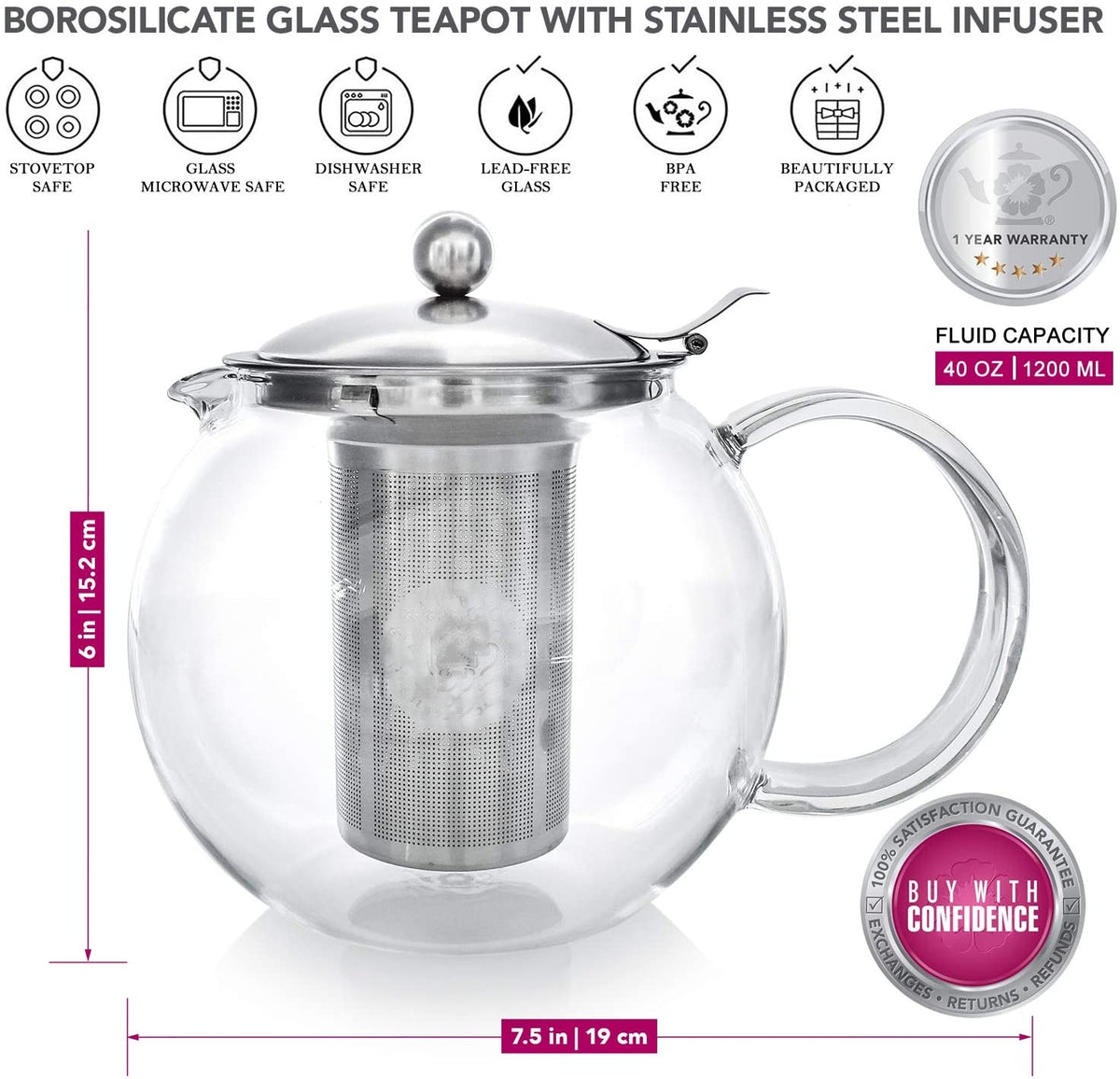Classica Blooming Glass Teapot