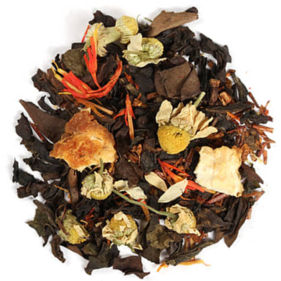 oolong and rooibos tea, chamomile, orange, vanilla, safflower