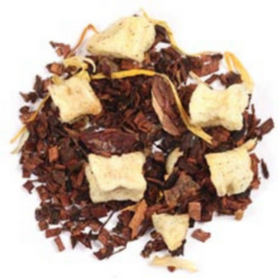 oolong, honeybush, apple, cinnamon, cardamom, maple, cloves, cocoa nibs, banana, chestnut, creme, marigold