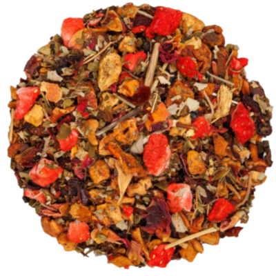 rhubarb and strawberry tisane