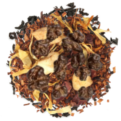 black and rooibos loose-leaf tea with pecan, chocolate and caramel taste