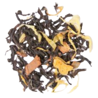 decaf black loose-leaf tea with cinnamon and cream flavor