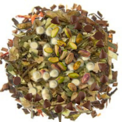 Rooibos tea with milk chocolate, white chocolate, and pistachio make this Dubai Chocolate inspired tea remarkably delicious. 