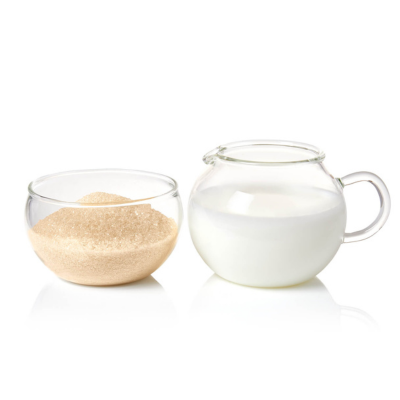 glass sugar bowl and cream pitcher set