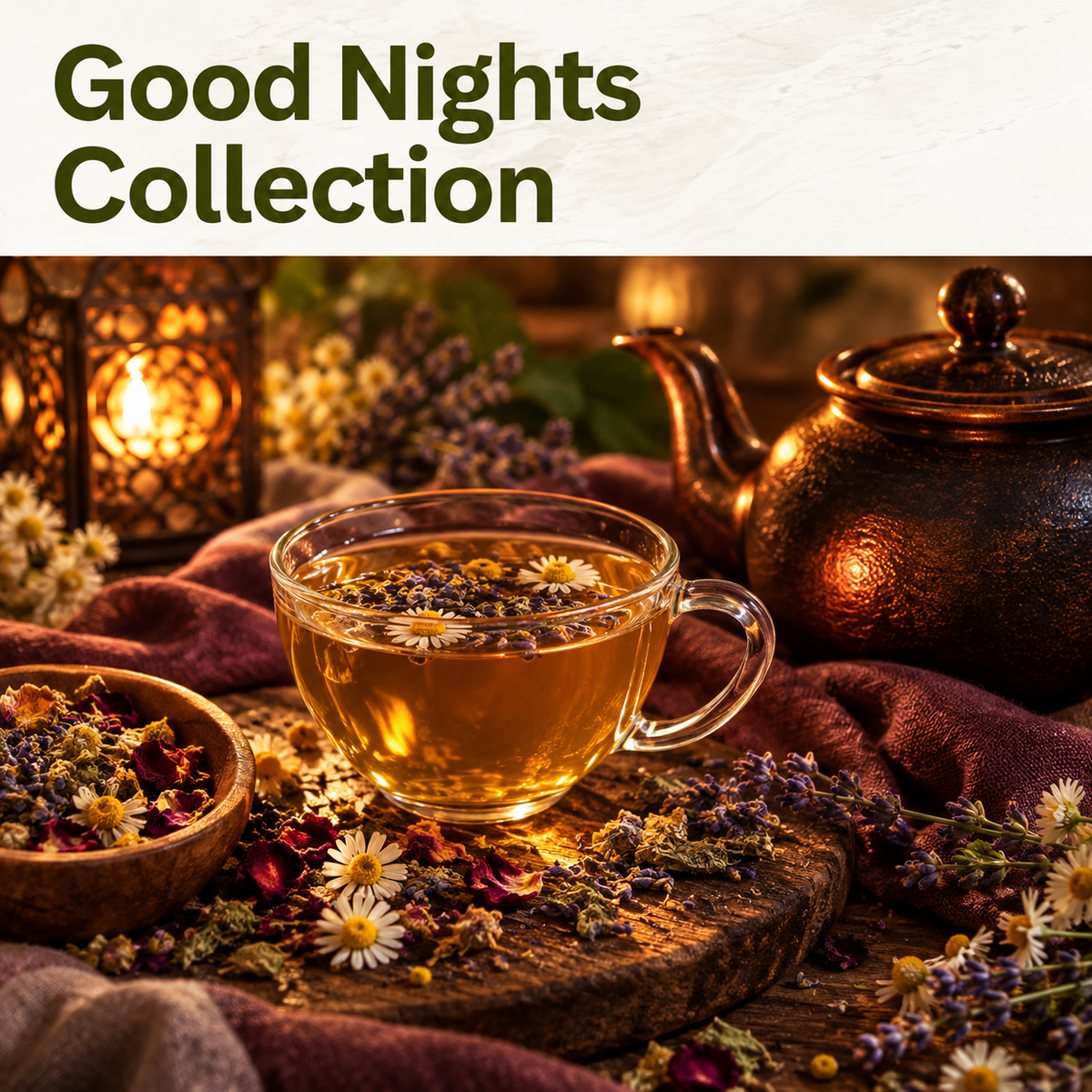 Good Nights Tea Collection featuring seven caffeine free herbal teas from Sub Rosa Tea