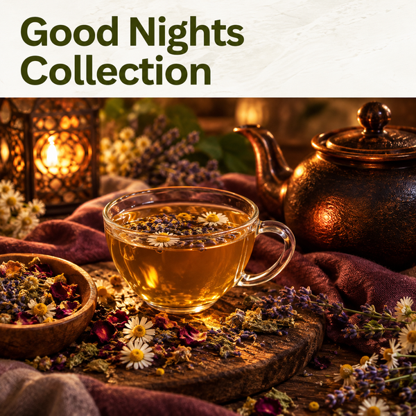 Good Nights Tea Collection featuring seven caffeine free herbal teas from Sub Rosa Tea