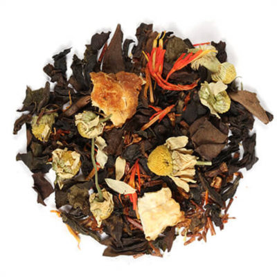 oolong, rooibos, and chamomile loose-leaf tea with sweet vanilla and caramel taste
