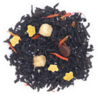 black loose-leaf tea with sweet maple and warm cinnamon notes