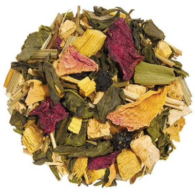 hibiscus, apple, rose hips, mango, moringa