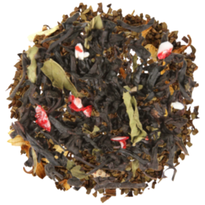 black loose-leaf tea with peppermint and mocha taste