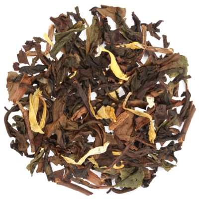  oolong tea, black and green teas, osmanthus flowers, natural peach flavors, jasmine flowers