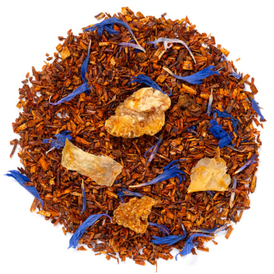 rooibos, orange, blue cornflowers, natural bergamot