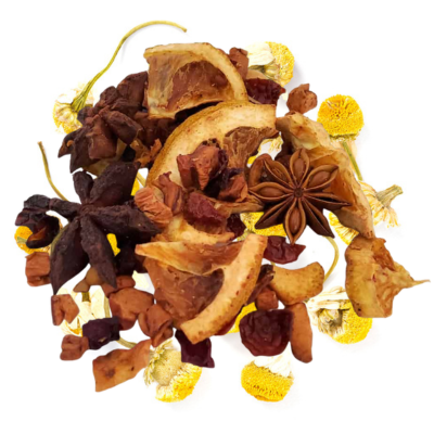 honey, almond, chamomile tisane, loose-leaf tea