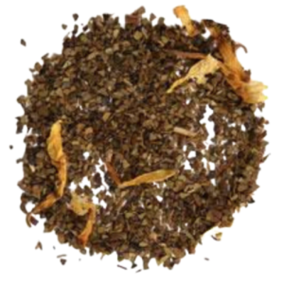 mocha mate, black loose-leaf tea with chocolate, cream, and cherry taste