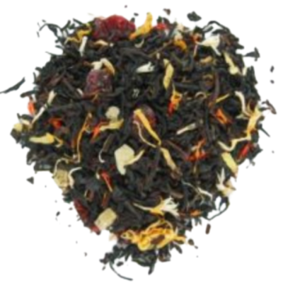 Black loose-leaf tea with pineapple upside down cake taste