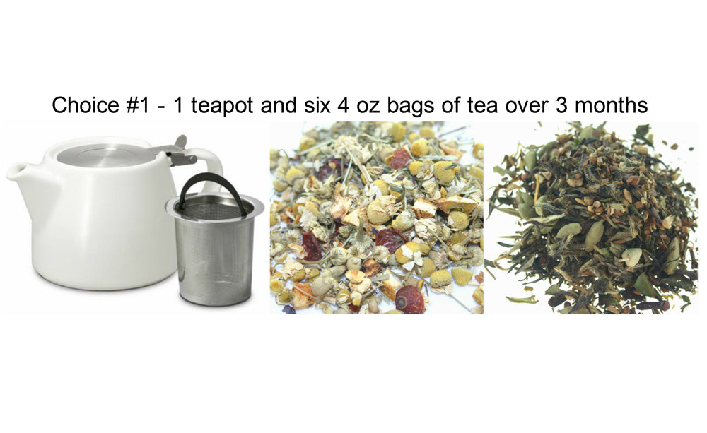 Tea of the Month- 3 month subscription with Tea pot
